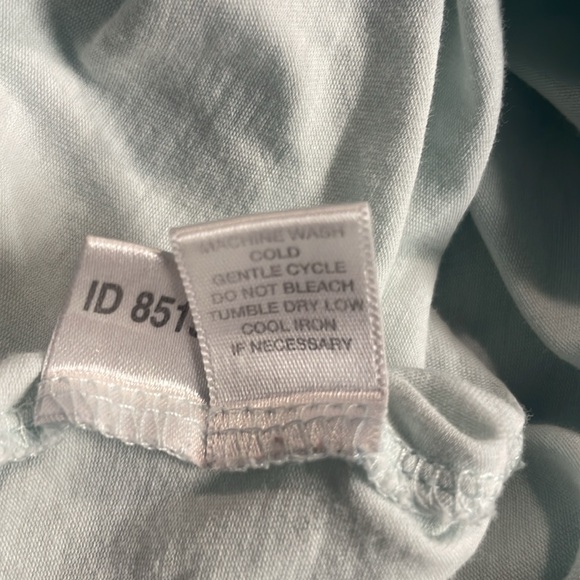 Vintage loft long sleeve top lace up side layered green white cotton stretch L - Picture 10 of 10